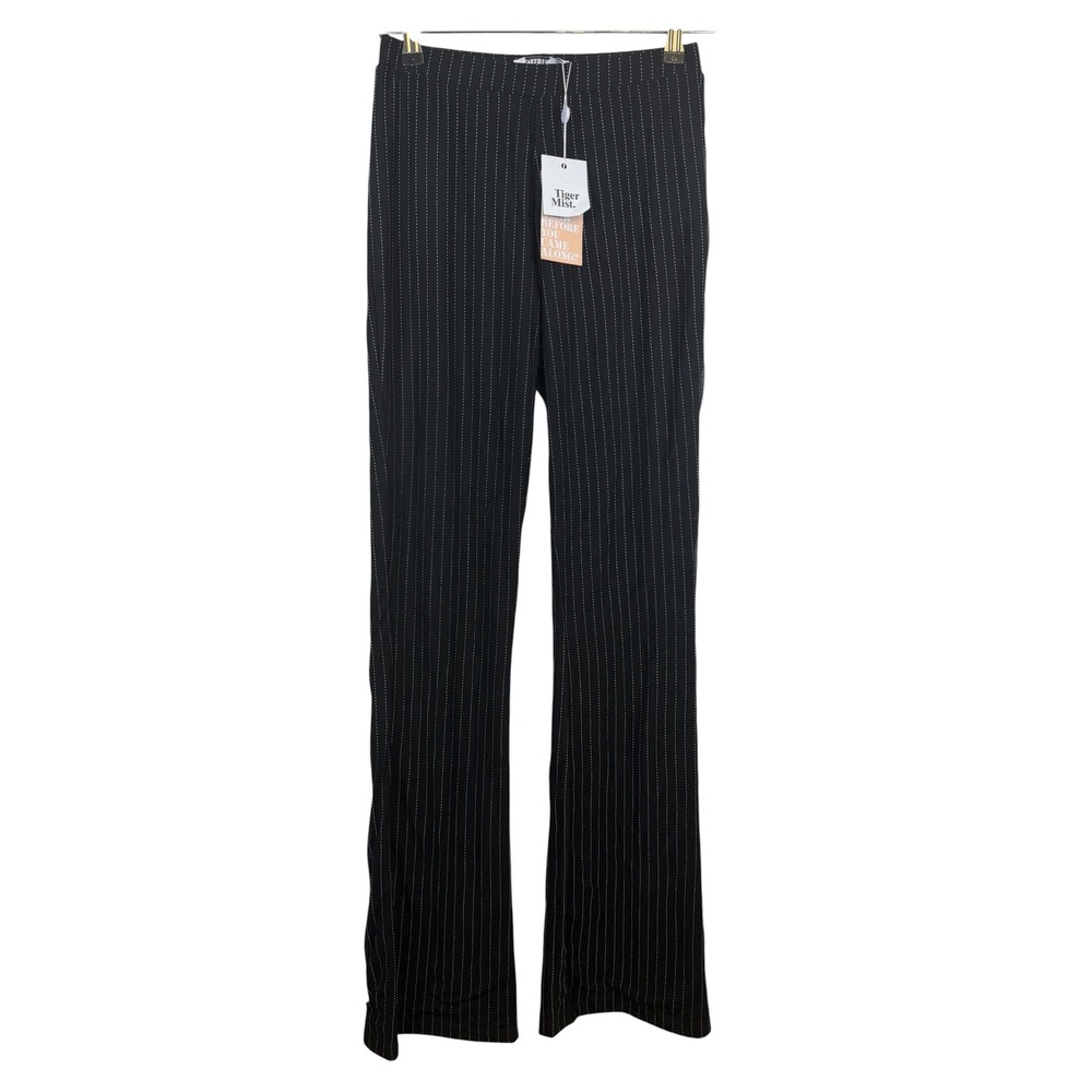 Tiger Mist Black Pinstripe High Waisted Straight Leg Pants Trousers Medium NWT